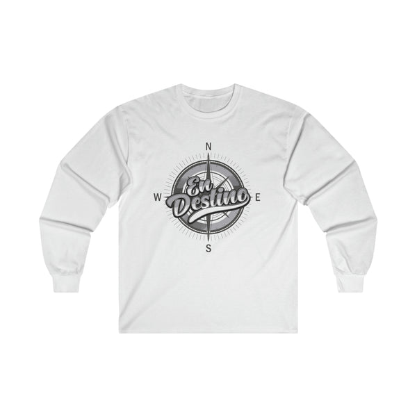 Camiseta En Destino Compass Hombre Manga Larga / Logo Gris