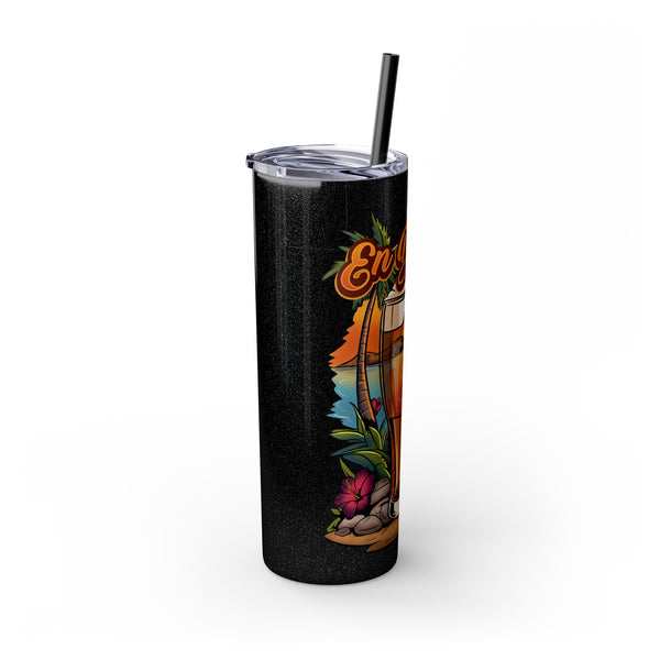 Vaso estrecho de cerveza tropical con pajita | Taza de viaje de 590 ml para amantes de la playa