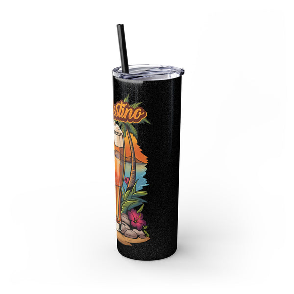 Vaso estrecho de cerveza tropical con pajita | Taza de viaje de 590 ml para amantes de la playa