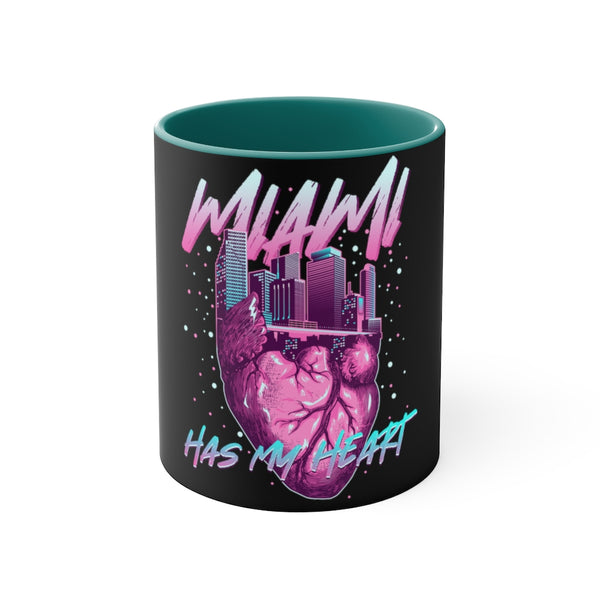 Miami tiene mi corazón Taza decorativa de 11 oz