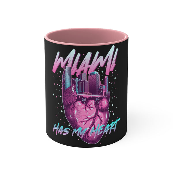 Miami tiene mi corazón Taza decorativa de 11 oz
