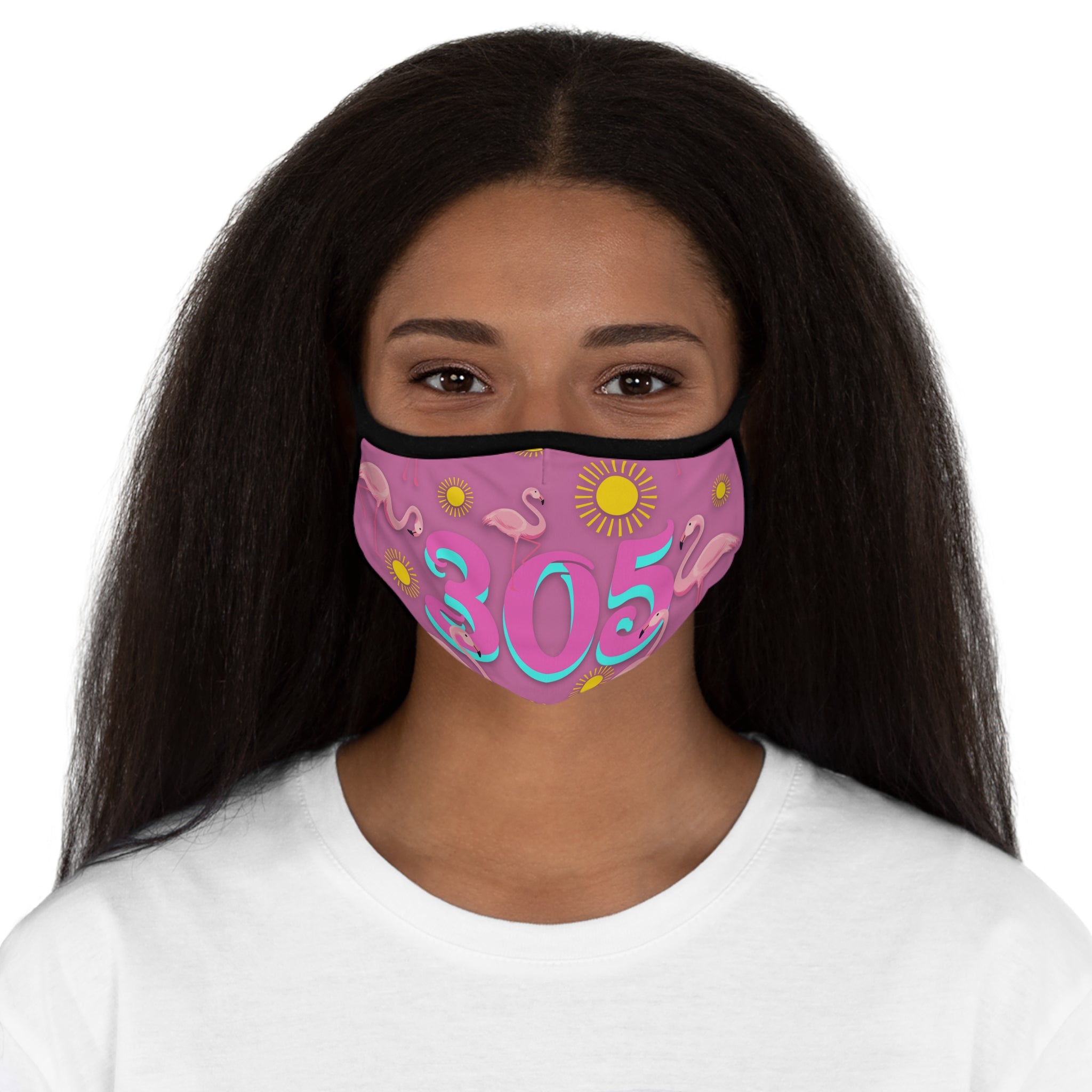 305 Sunshine and Flamingos Women's Face Mask / Light Pink