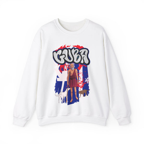 The San Lazaro design showcases a vibrant Cuban-inspired aesthetic. It prominently features the Cuban flag in the background, while the word "Cuba" is artistically rendered in a bold street graffiti style. Flanking both sides of the design are playful dogs, adding an element of charm and liveliness to the overall composition.