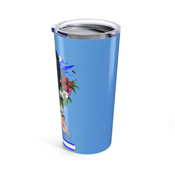Este vaso de acero inoxidable azul claro de 590 ml (20 oz) luce un hermoso diseño de la Virgen María y el Niño Jesús en su lateral. En la base, elegantemente plasmada en tonos dorados brillantes, se encuentra la palabra «Nicaragua». Este vaso no solo es funcional, sino también una pieza de arte única que añade un toque personal a tu colección de vasos.