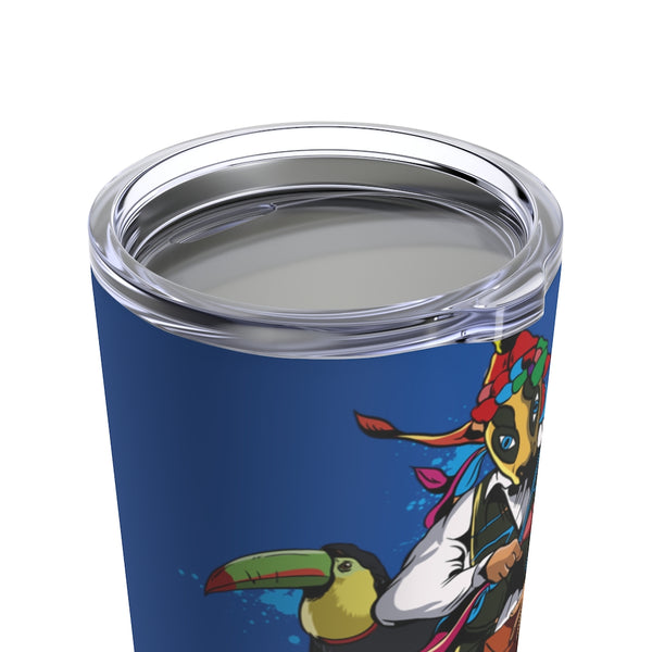 This 20 oz tumbler demands attention with its striking Nicaragua design featuring the festival character Marcho Rato. Available in bold blue, it reliably keeps your drinks hot or cold, making it an essential accessory for any beverage enthusiast.